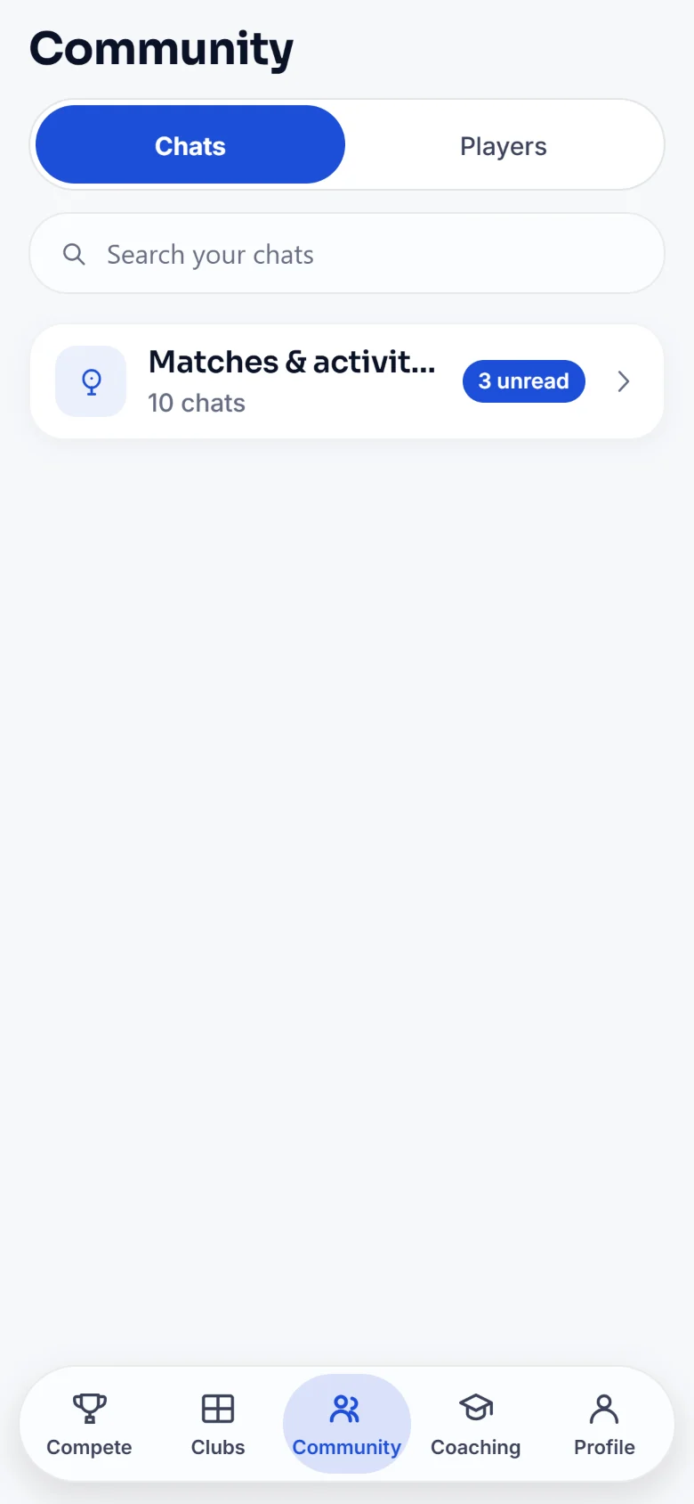 Chats in the RAQET app